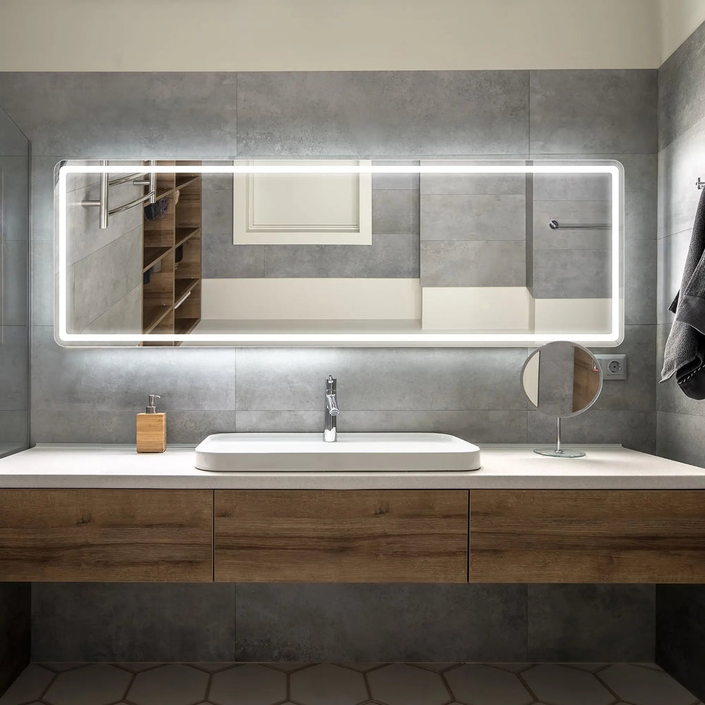 Gianna 64"X21" LED Full Length Mirror with Aluminum Frame and Polished Glass for Bedroom