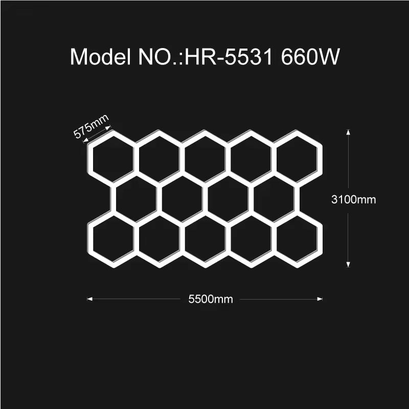 Barbershop Hair Salon Gym Led Ceiling Light Hexagon Garage Light 110V-240V Honeycomb Led Tube Lighting for Auto Car Customized