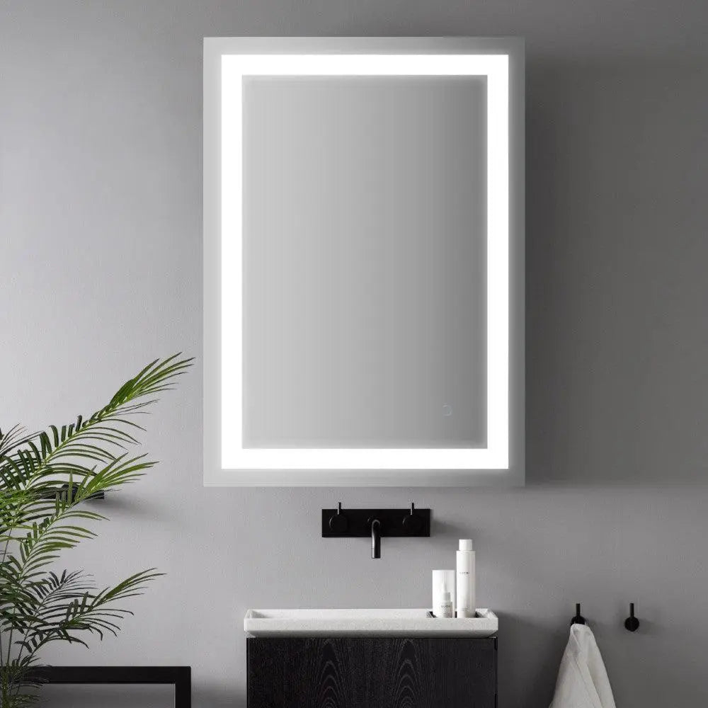 JONATHAN Y Remy Rectangular Frameless Antifog Front-Lit Wall Bathroom Vanity Mirror with Smart Touch